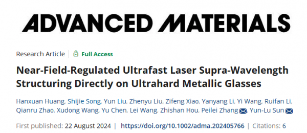 《Advanced Materials》：近场调控超快激光超波长微纳结构制备